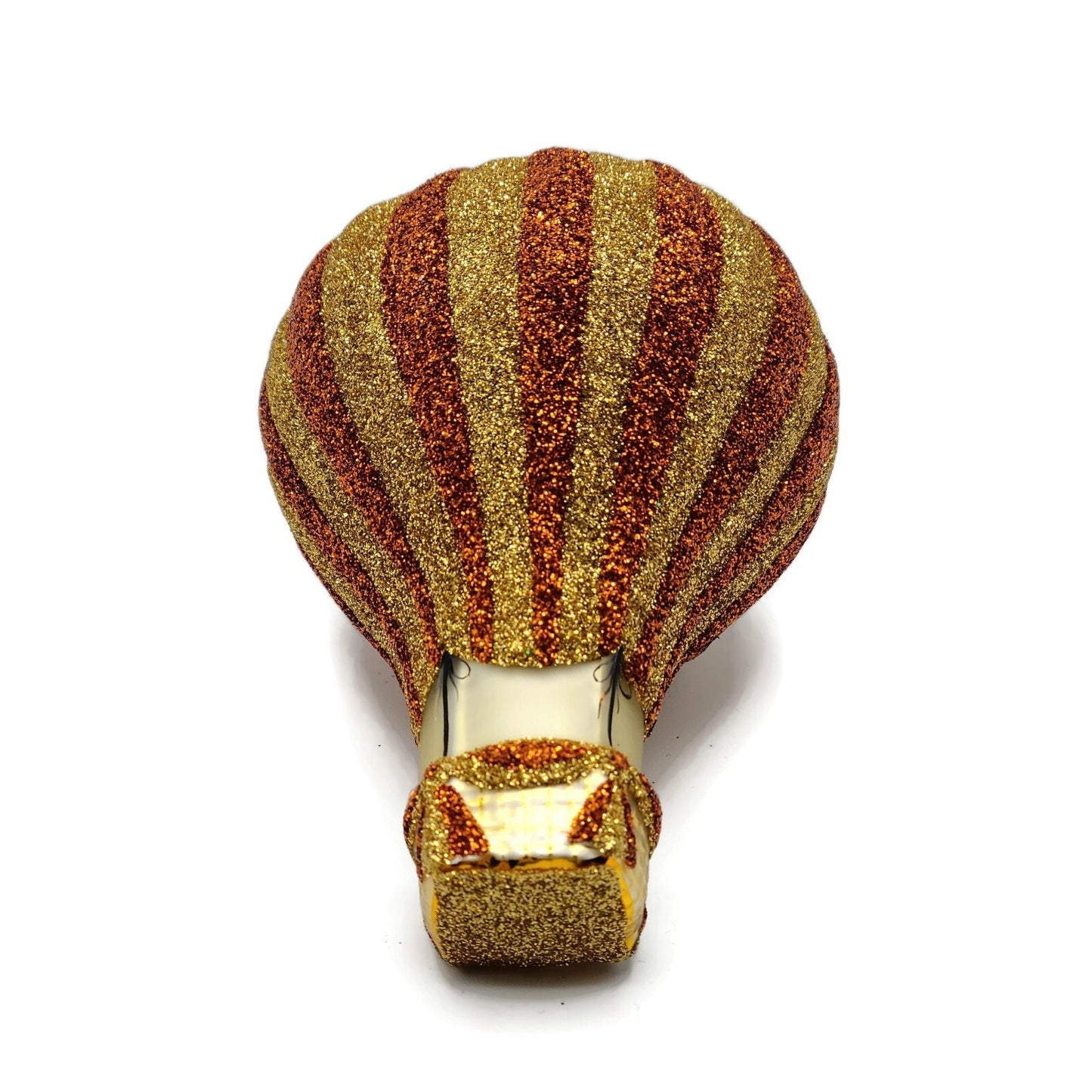 Patricia Breen Petite Balon Copper Gold Glittered Stripe Christmas Tree Ornament