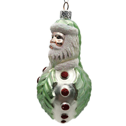 Patricia Breen Hollyberry Santa Pearl Matte Light Green Christmas Tree Ornament