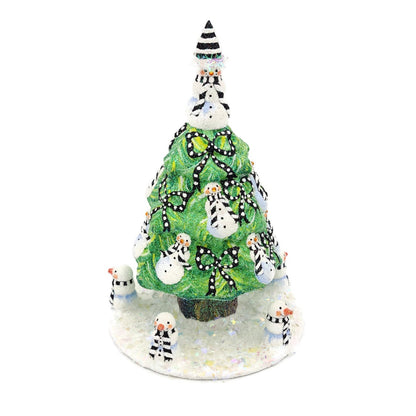 Patricia Breen Snowman Topiary Black White Free Standing Christmas Ornament