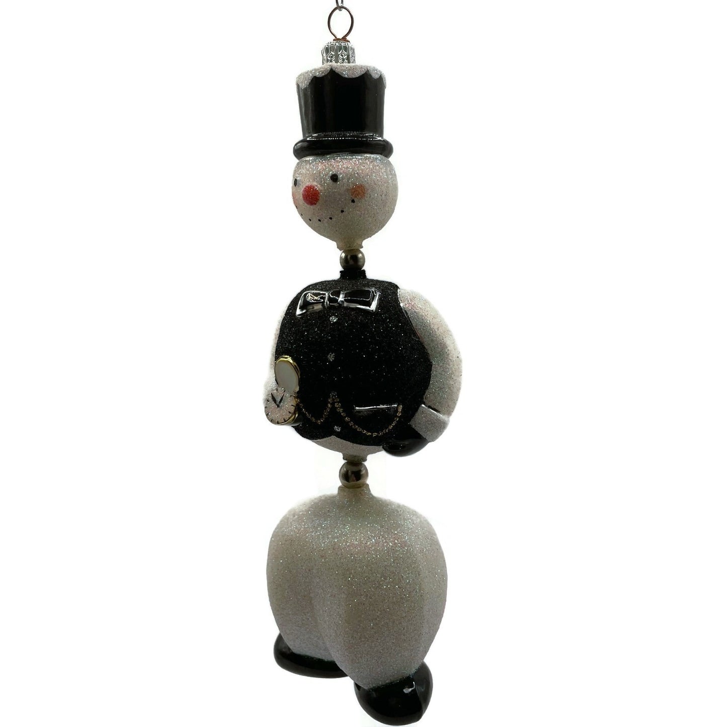 Patricia Breen Kinetic Snowman Black Hat Pearl Christmas Tree Ornament
