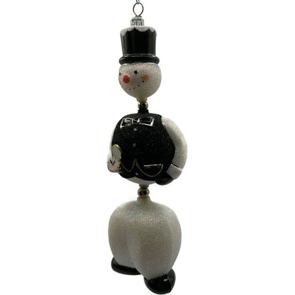 Patricia Breen Kinetic Snowman Black Hat Pearl Christmas Tree Ornament