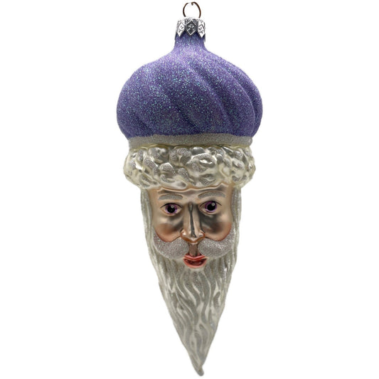 Patricia Breen Minsk Santa Claus Head Lavender Christmas Tree Ornament AIC