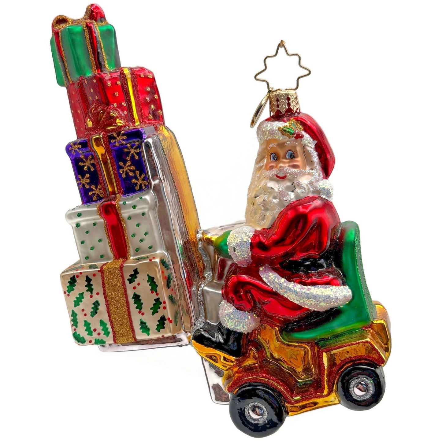 Christopher Radko Heavy Lifting Nick Santa Glass Christmas Ornament 1016139