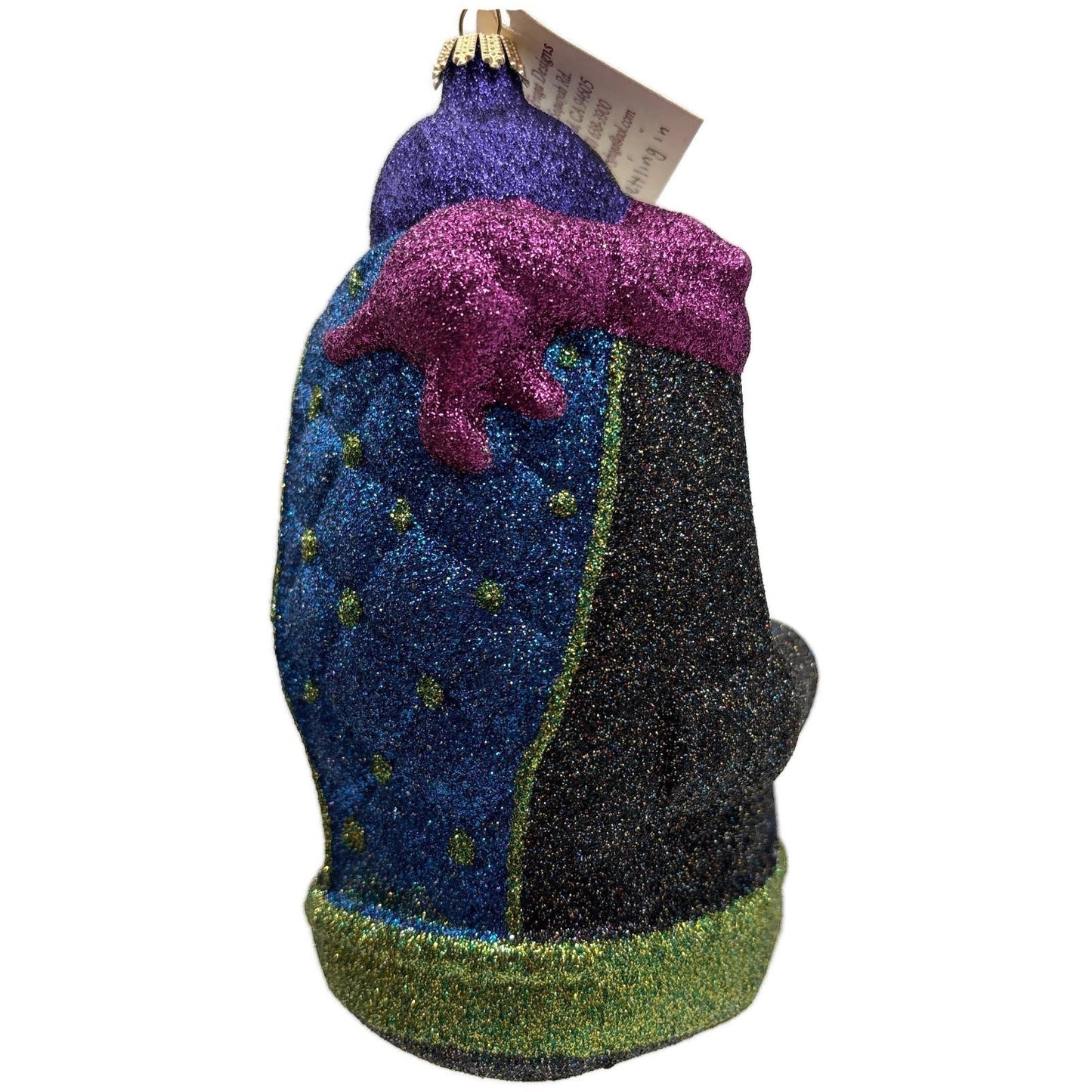 Larry Fraga Settling In Blue Santa Claus Purple Bear Christmas Tree Ornament