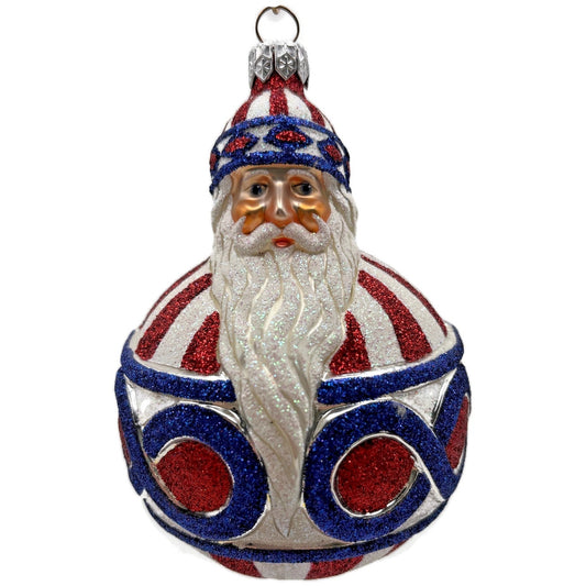 Patricia Breen Hollstrom Santa Patriotic Striped Christmas Tree Ornament NM