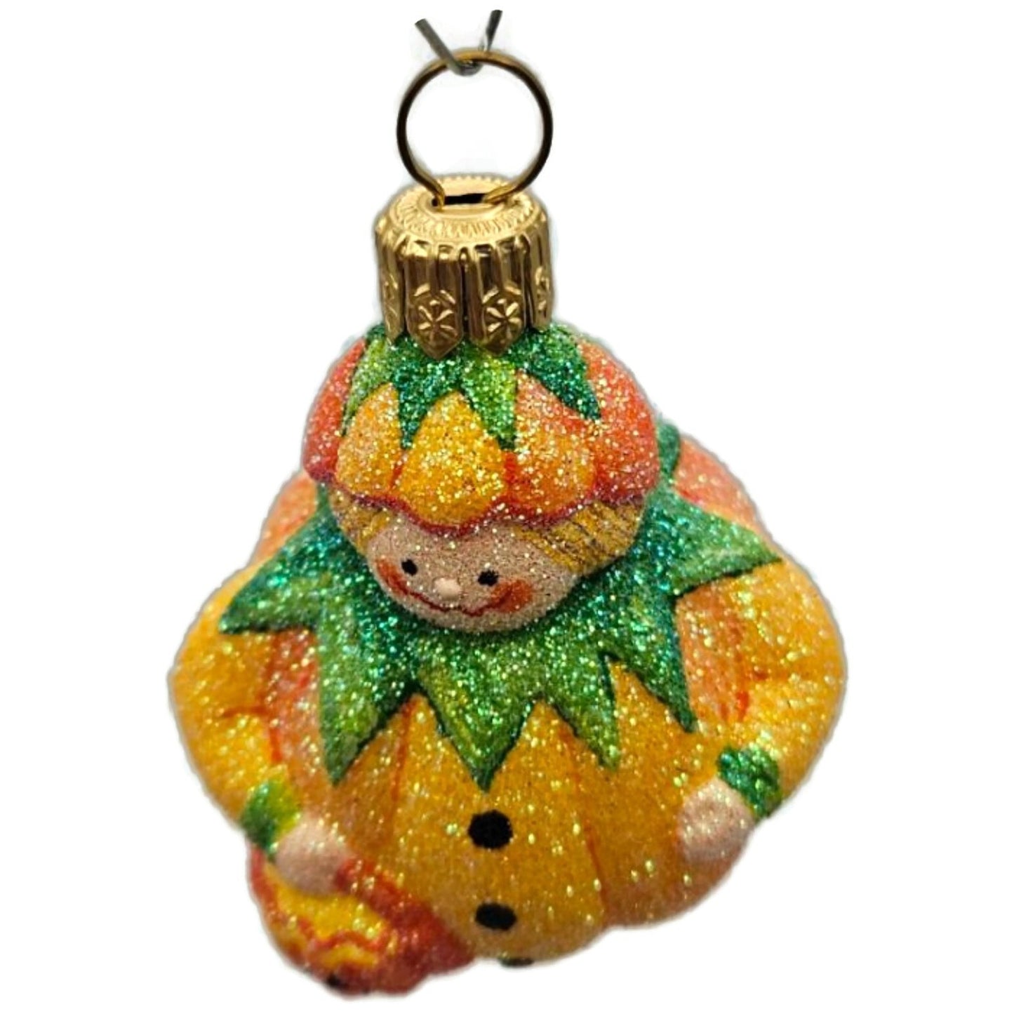 Patricia Breen Trickster Pumpkin Orange Glass Halloween Christmas Ornament 2651