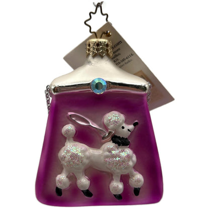 Christopher Radko Poodle Purse Pink Jeweled Christmas Tree Ornament 1011383