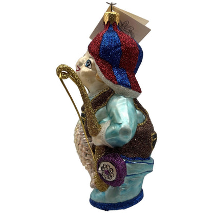 Larry Fraga Got One Boy Fishing Blue Red Cap Glitter Christmas Tree Ornament