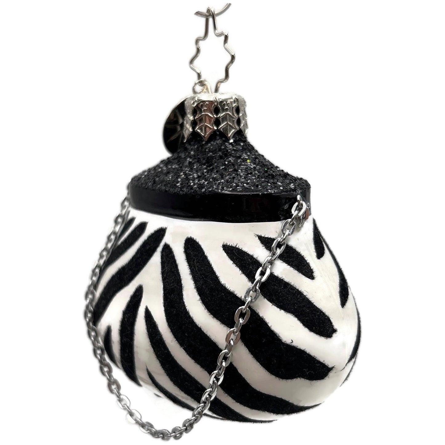 Christopher Radko Viva La Mode Zebra Purse Handbag Christmas Ornament 1012039