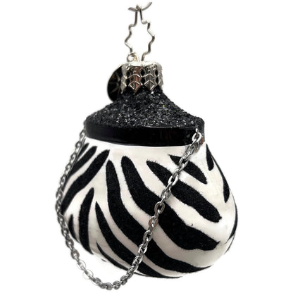 Christopher Radko Viva La Mode Zebra Purse Handbag Christmas Ornament 1012039