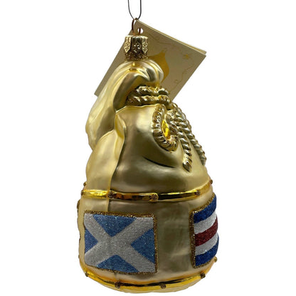 Patricia Breen Santas Duffel Bag Gold Flags Christmas Tree Decor Ornament