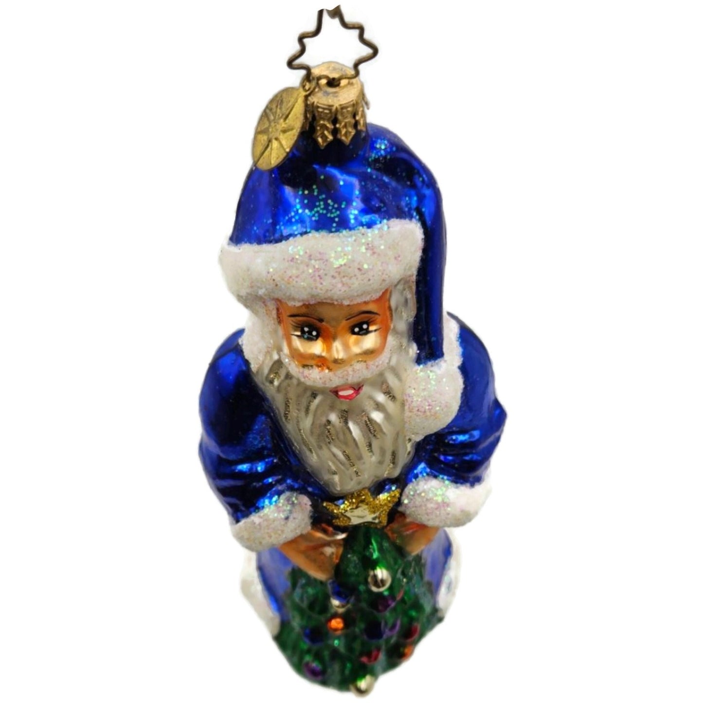 Christopher Radko Sapphire Santa Claus Blue Christmas Tree Ornament 96-158-0