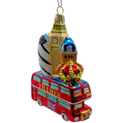 Ornament London England Thames Double Decker Bus Travel Christmas Tree Decor