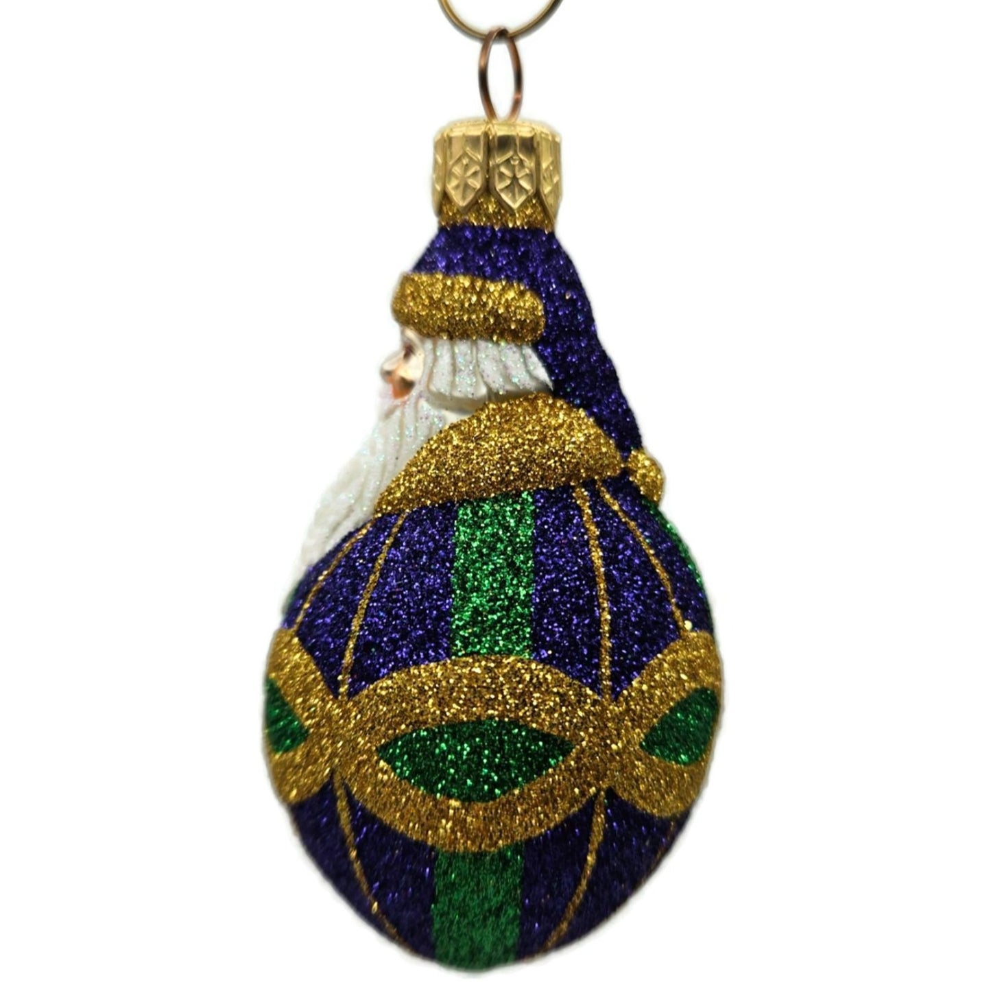 Patricia Breen Miniature Faberge Santa Claus Plaid Purple Christmas Ornament