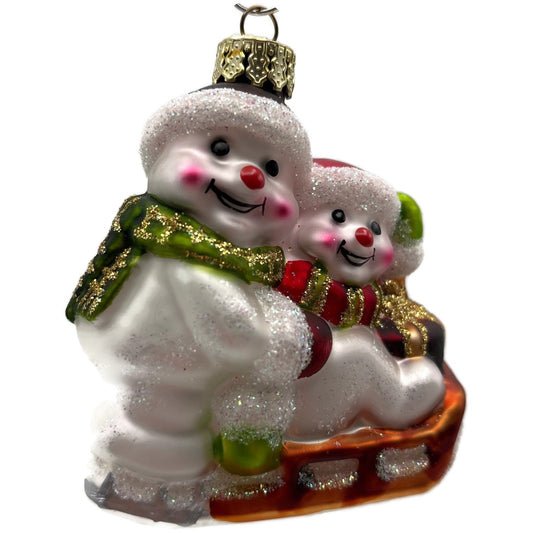 Snowman Family With Sleigh Christmas Tree Ornament Sikora Weihnachtswelt