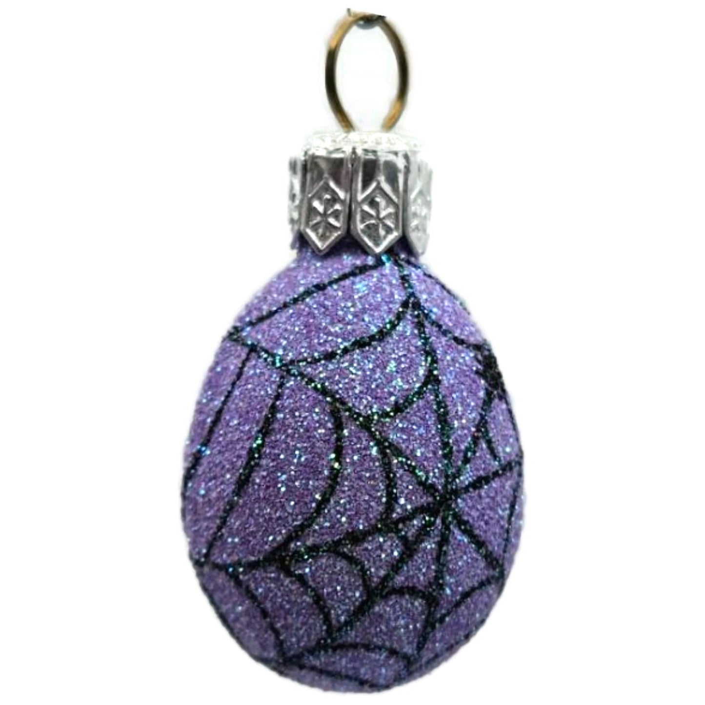 Patricia Breen Miniature Egg Spider Web Purple Halloween Christmas Tree Ornament