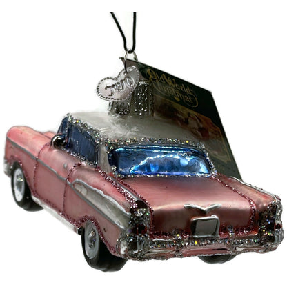 57 Chevy Ornament Classic Car Pink Glittered OWC Old World Christmas Tree Decor