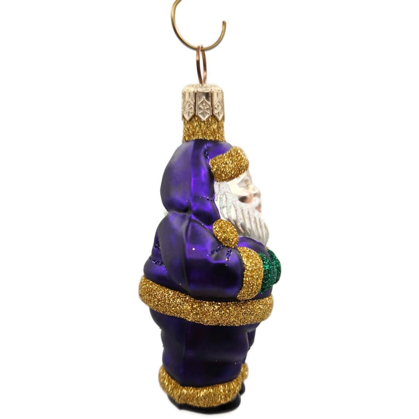 Patricia Breen Miniature HO HO HO Purple Santa Claus Christmas Tree Ornament