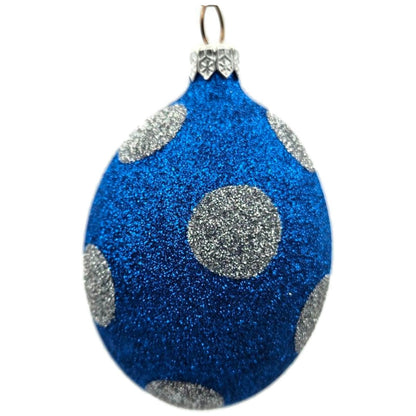 Patricia Breen Egg Blue Silver Polka Dot Easter Christmas Tree Ornament TCS