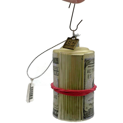 $100 Dollar Bills Money Cash Ornament Glass Benjamin Franklin Christmas Decor