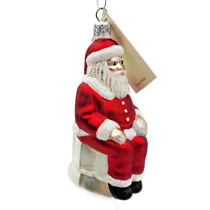 Patricia Breen Cyberspace Santa Sitting Red Silver Mouse Christmas Ornament 9711
