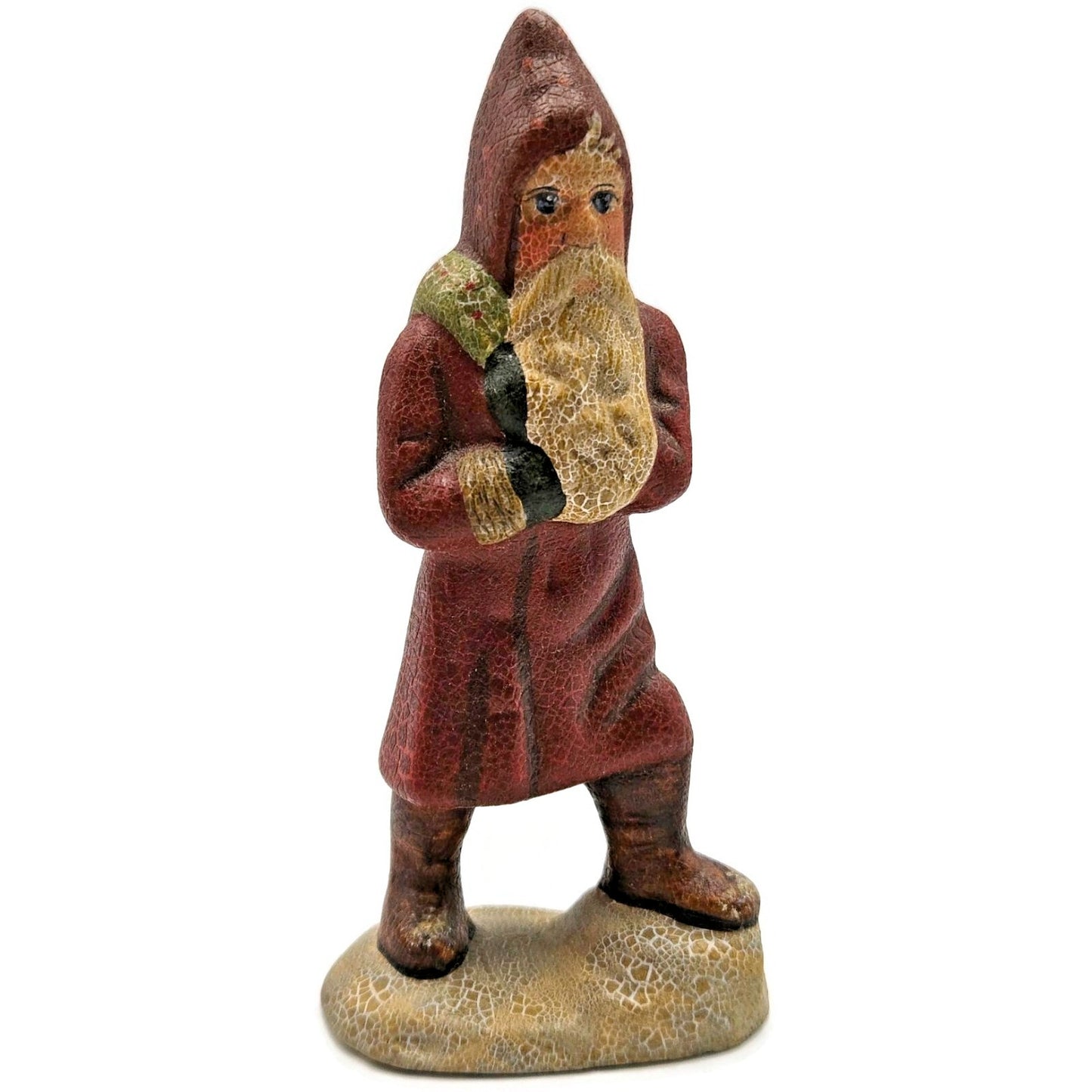 Vaillancourt Striding Belsnickel With Bag Folk Art Chalkware Christmas Figurine