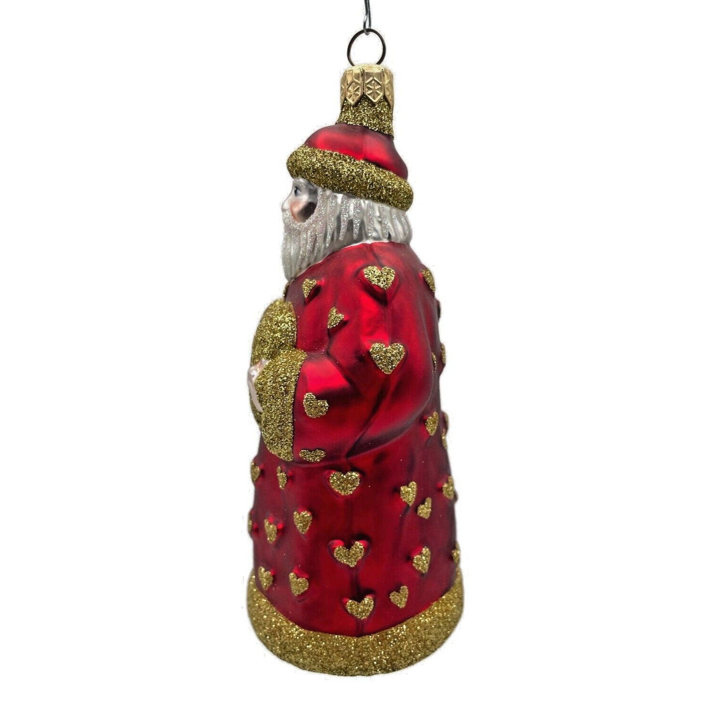 Ornament Patricia Breen I Love You Santa Red Gold Hearts Valentines Christmas