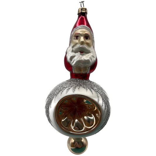 Christopher Radko Two Sided Santa Reflector Christmas Tree Ornament 92-102-0