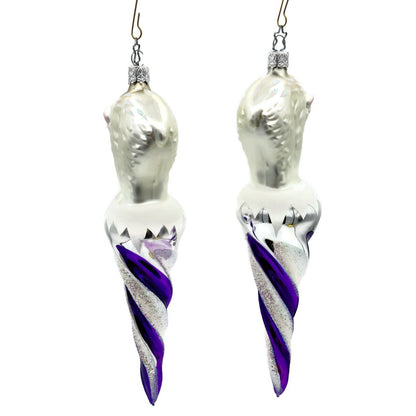 Inge Glass Ornament Polar Bear Icicle Old World Christmas Purple CATZ Exclusive