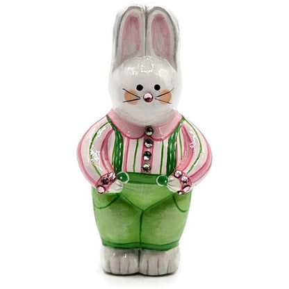 Patricia Breen Miniature Sculpture Bunny Boy Suspender Easter Christmas Ornament