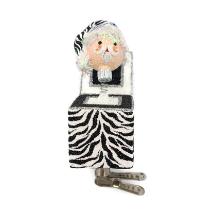 Patricia Breen Jolly Surprise Santa Head Zebra Animal Print Christmas Ornament