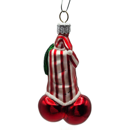 Patricia Breen Cerise Santa Claus Striped Cherry Fruit Christmas Tree Ornament
