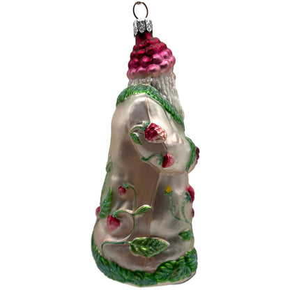Patricia Breen Raspberry Santa Spring Fruit Green Pink Christmas Ornament NM
