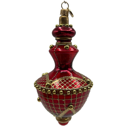 Glitter Lab Jeweled Hourglass Drop Red Gold Christmas Tree Ornament