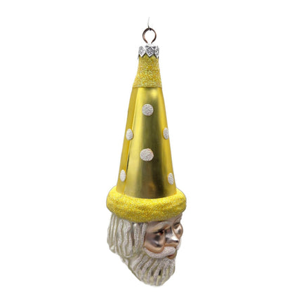 Patricia Breen Wink of His Eye Yellow Dots Santa Head Christmas Tree Ornament