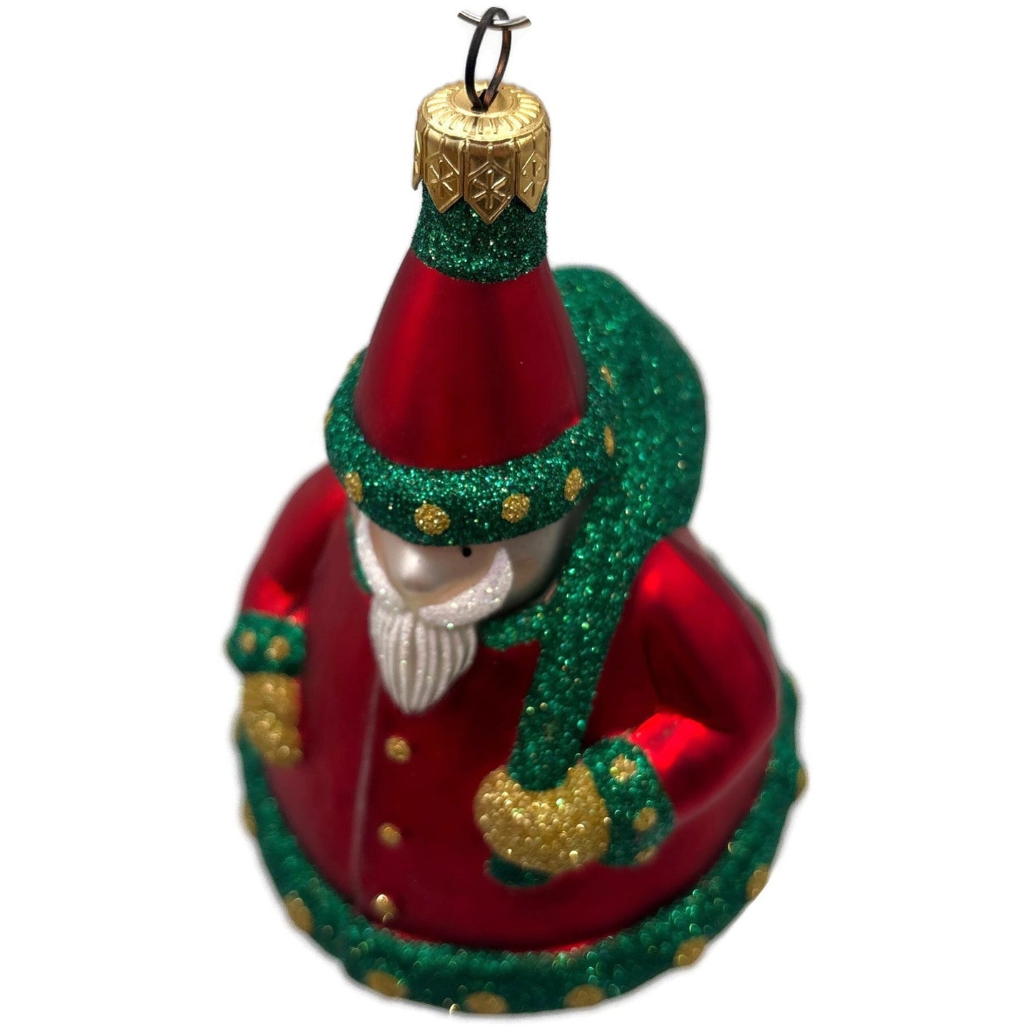 Patricia Breen Santa Delivers Gold Dotted Green Red Christmas Tree Ornament NM