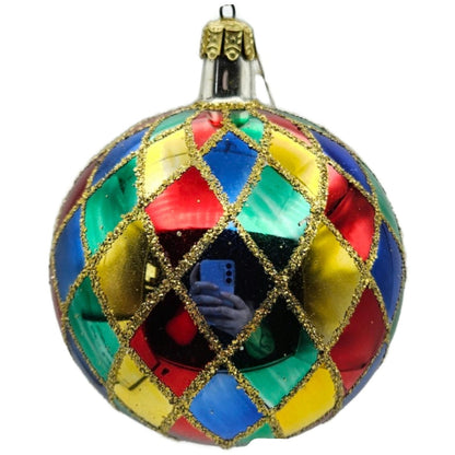Christopher Radko Carnival Harlequin Ball Orb Christmas Tree Ornament