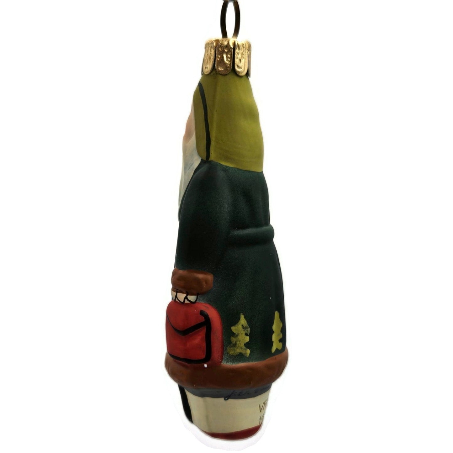 Vaillancourt Ornament Mini Green Father Christmas With Bag Folk Art Tree Decor