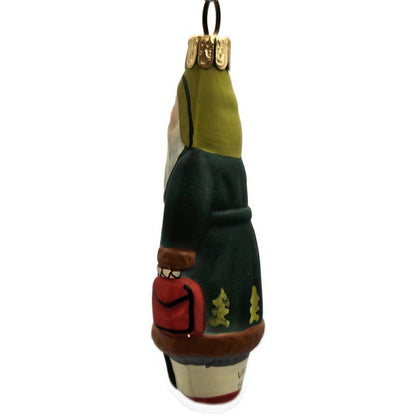 Vaillancourt Ornament Mini Green Father Christmas With Bag Folk Art Tree Decor