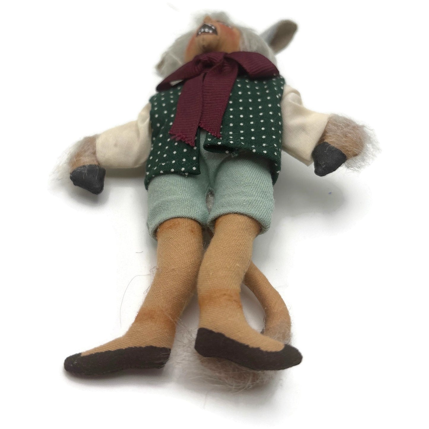 Gladys Boalt Lampwick Candlewick Donkey Boy Fabric Signed Christmas Ornament