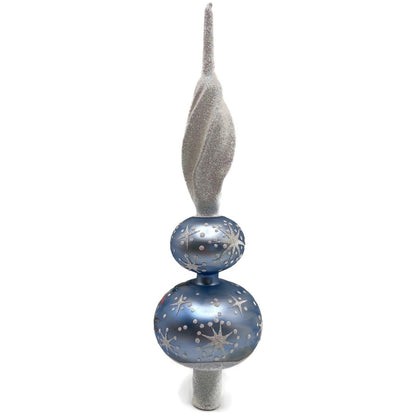 Patricia Breen Miniature Snowman Finial Blue Matte Snow Christmas Tree Topper