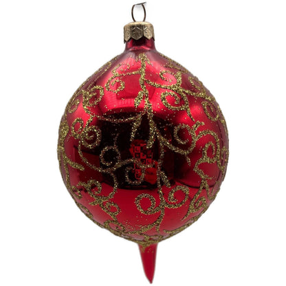Christopher Radko Rhapsody Red Gold Drop Christmas Tree Ornament 96-260-0