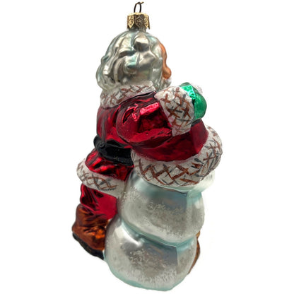 Christopher Radko Frosty Santa Claus Snowman Glass Christmas Ornament 98-317-0