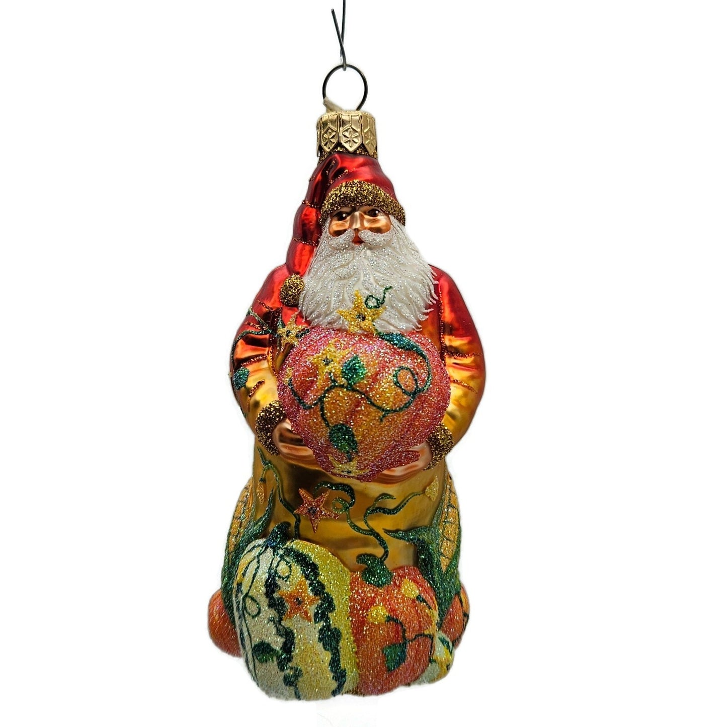 Patricia Breen Harvest Santa Orange Pumpkins Autumnal Fall Christmas Ornament
