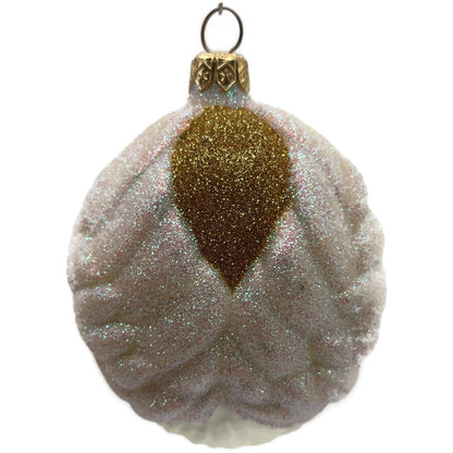 Patricia Breen Angel of Light Glittered Gold White Medallion Christmas Ornament