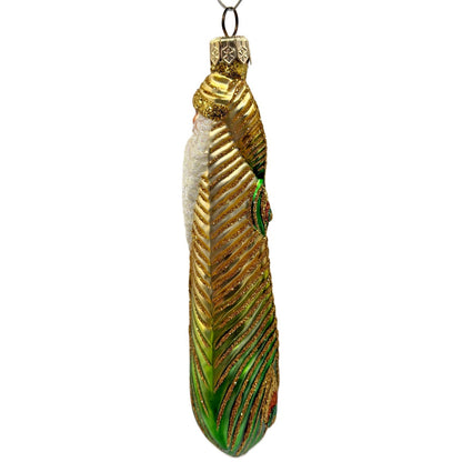 Patricia Breen Peacock Icicle Gold Green Santa Claus Christmas Tree Ornament