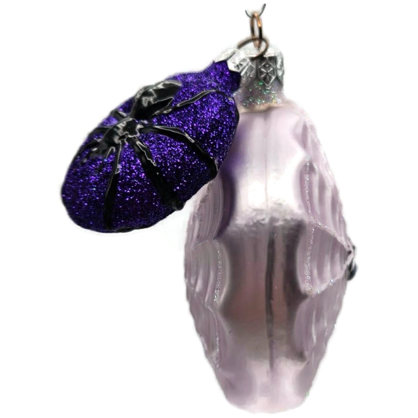Patricia Breen Victorian Spider Web Lavender Black Glass Halloween Ornament 9650