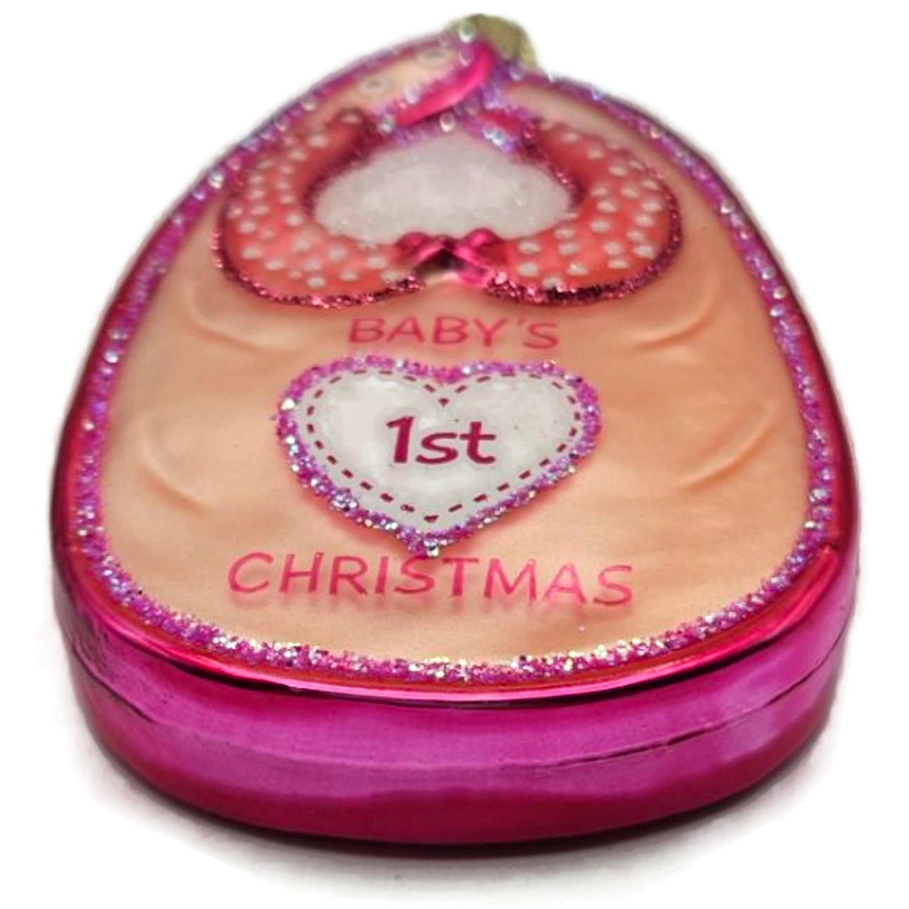 Old World Christmas Pink Baby Bib Girl Baby First Christmas Holiday OWC Ornament