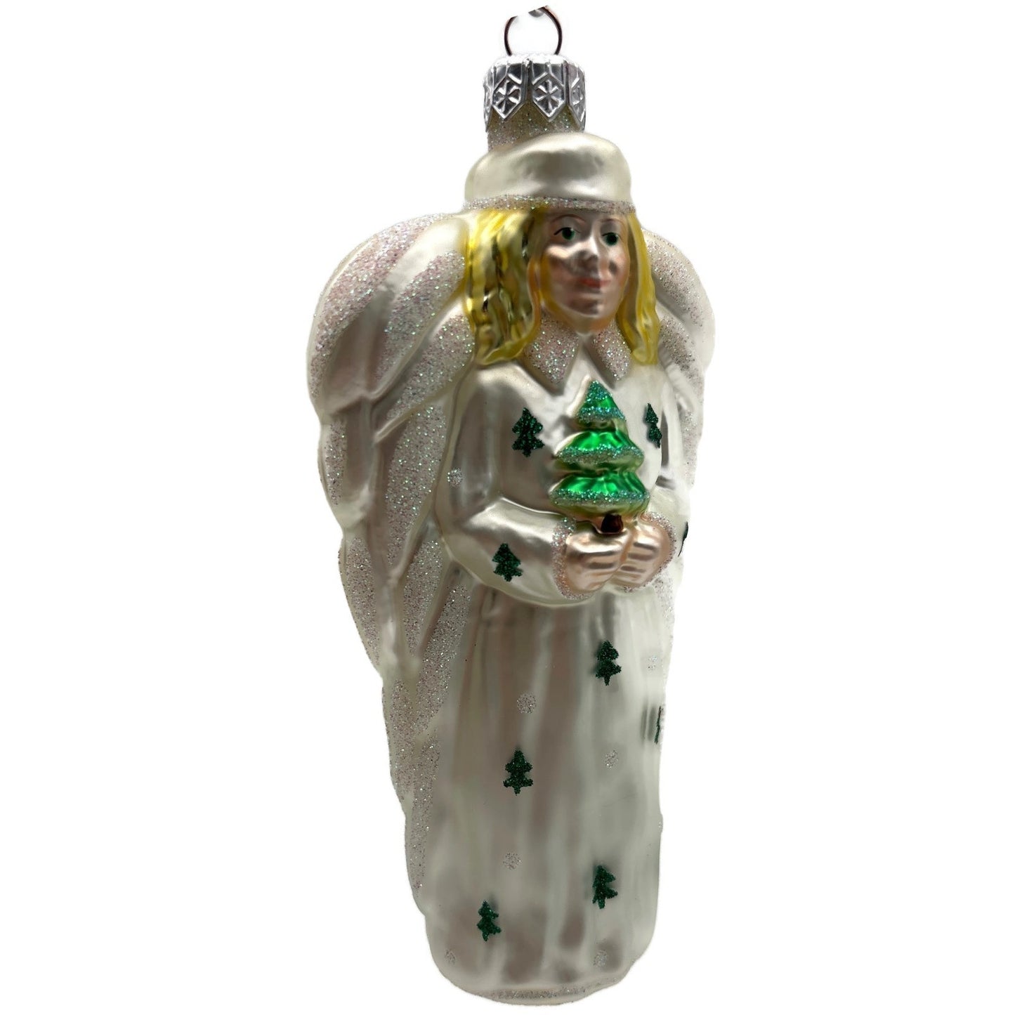Patricia Breen Noel Angel Pearl White Yellow Green Christmas Tree Ornament
