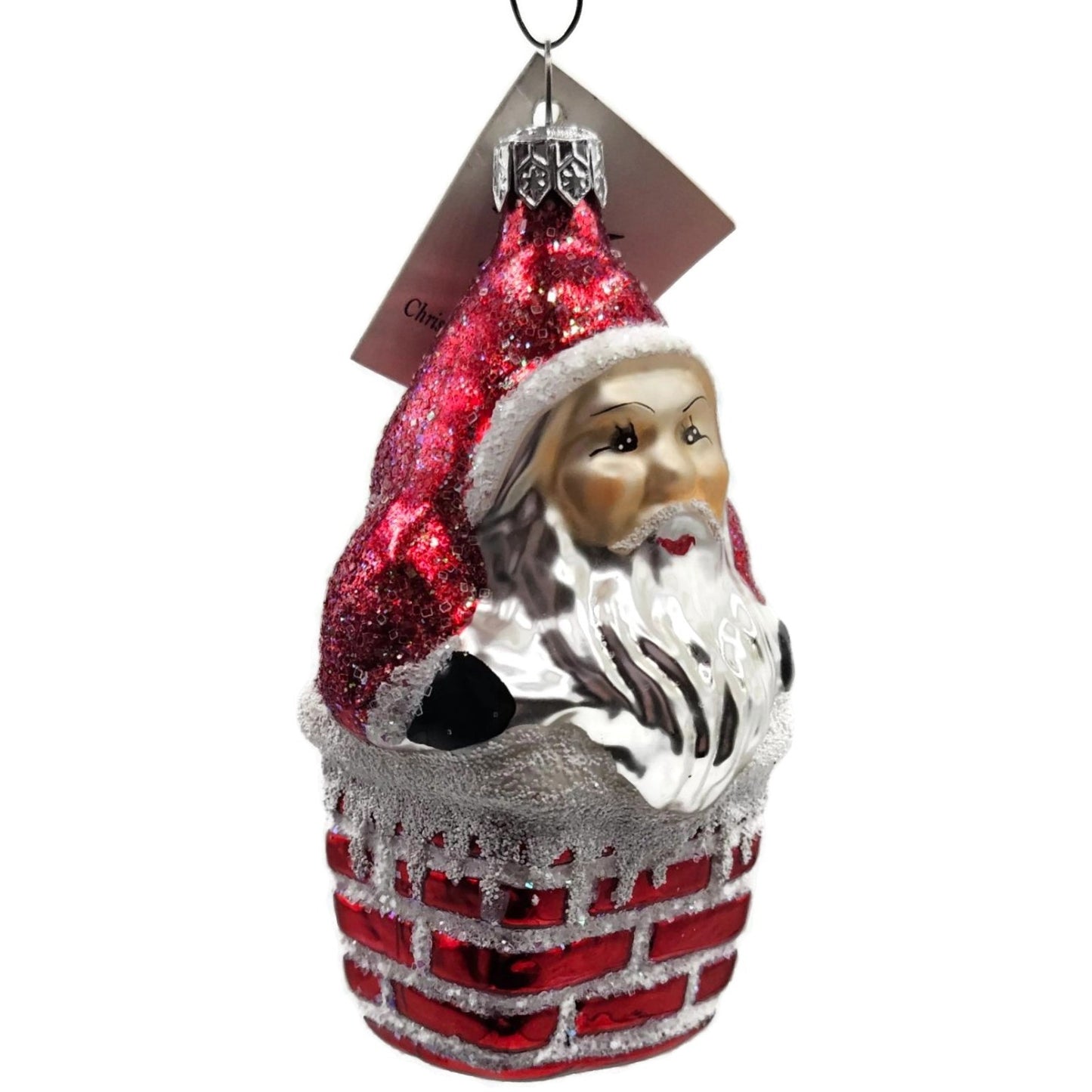 Christopher Radko Santa Claus Down The Chimney Red Christmas Ornament 94-176-0